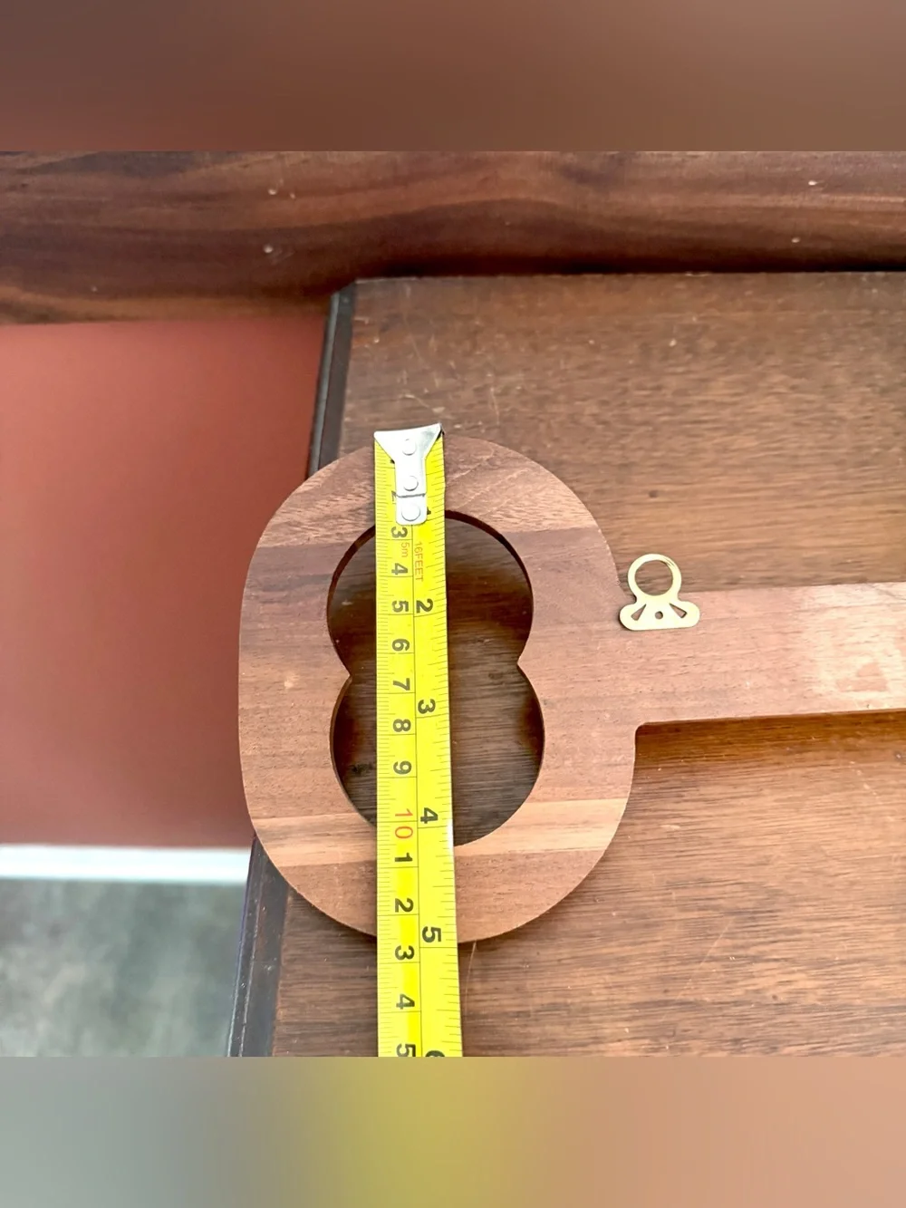 Vintage Real Walnut Vermillion Missouri Wooden Key Holder Wall Mount 6 Hook MCM